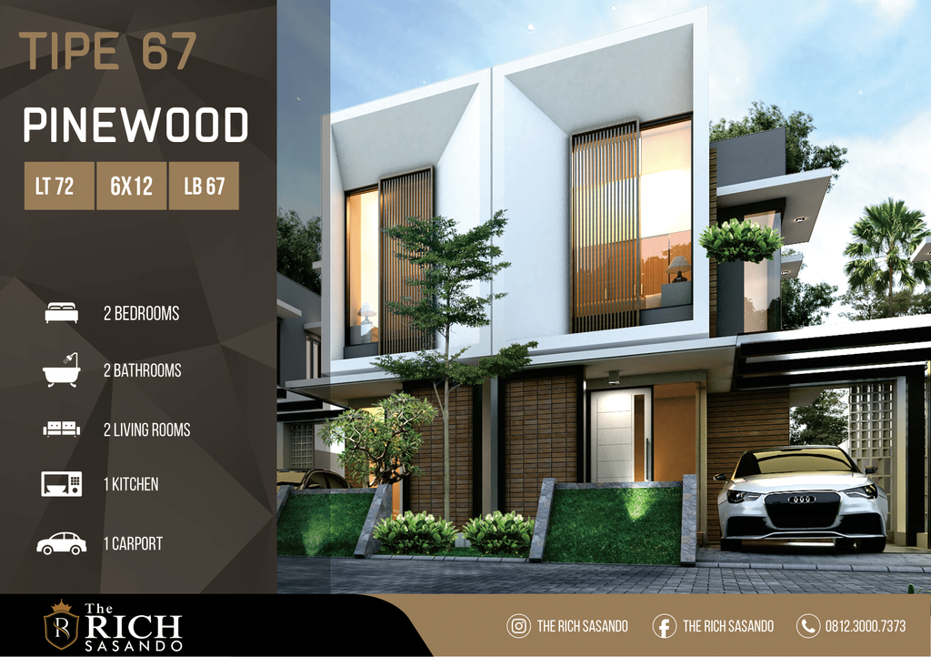 foto tampak rumah tipe PINEWOOD perumahan THE RICH SASANDO