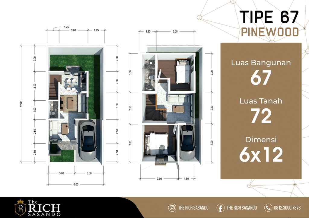 foto denah rumah tipe PINEWOOD perumahan THE RICH SASANDO