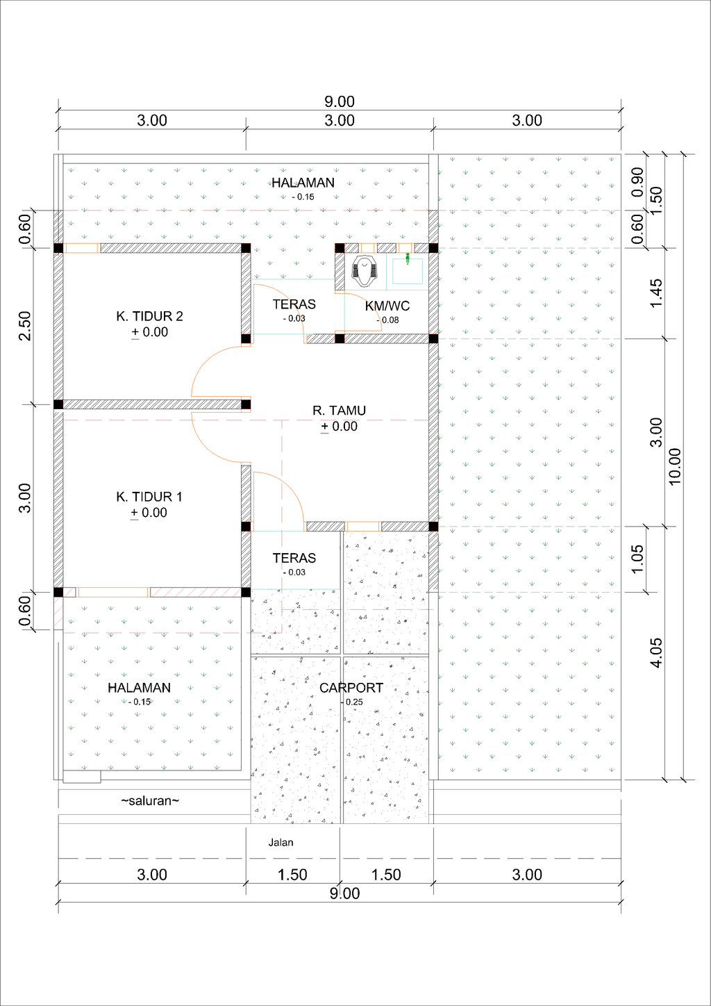 foto denah rumah tipe G02-1 (2023) perumahan Kepuren Residence (Kepuren)