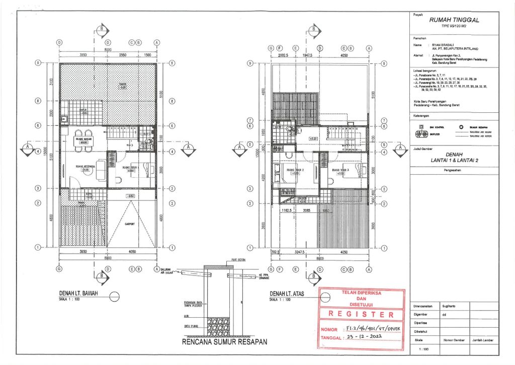 foto denah rumah tipe Punawangi 95/120 1.8 perumahan Tatar Punawangi KBP