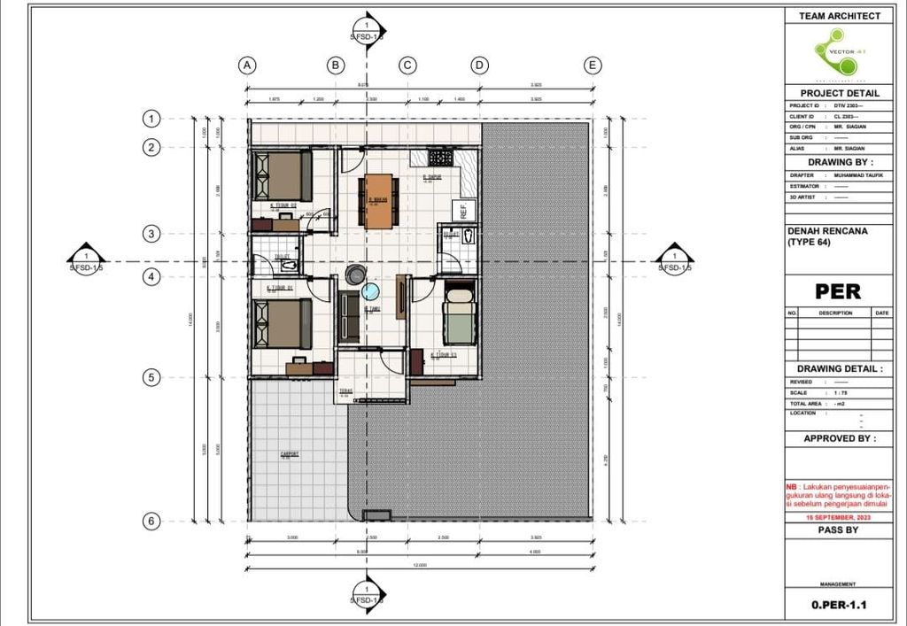 foto denah rumah tipe 67 perumahan SULTAN ARECA CITY (SAP X)