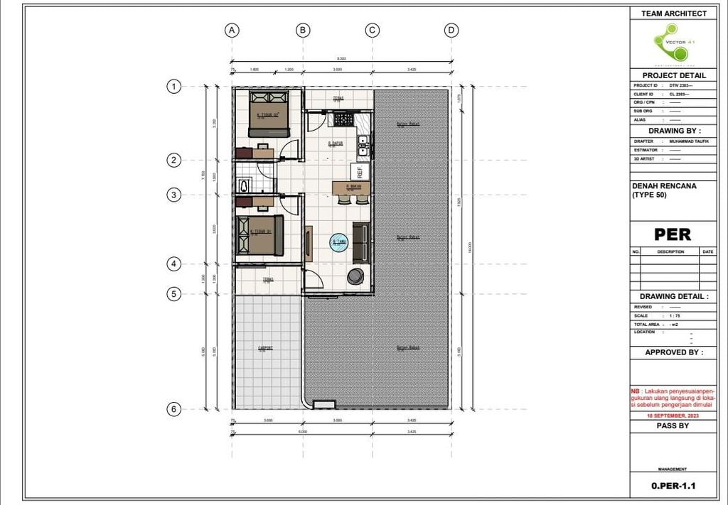 foto denah rumah tipe 50 perumahan SULTAN ARECA CITY (SAP X)