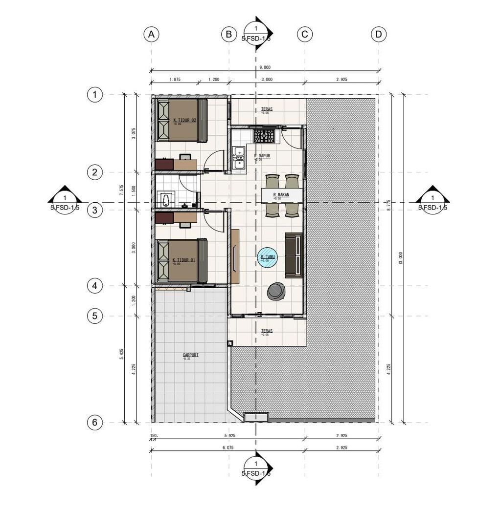 foto denah rumah tipe 45 perumahan SULTAN ARECA CITY (SAP X)