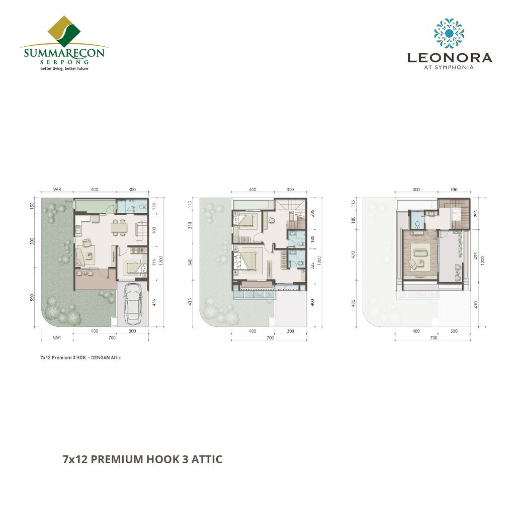 foto denah rumah tipe L7 HOOK Premium Attic 3 perumahan CLUSTER LEONORA