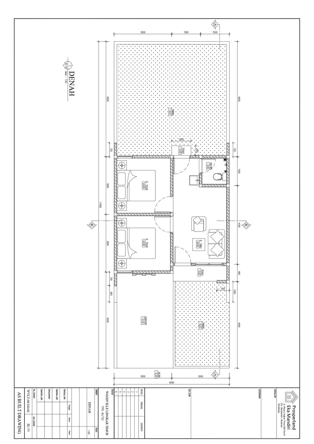 foto denah rumah tipe 40/102 perumahan Woodville Residence