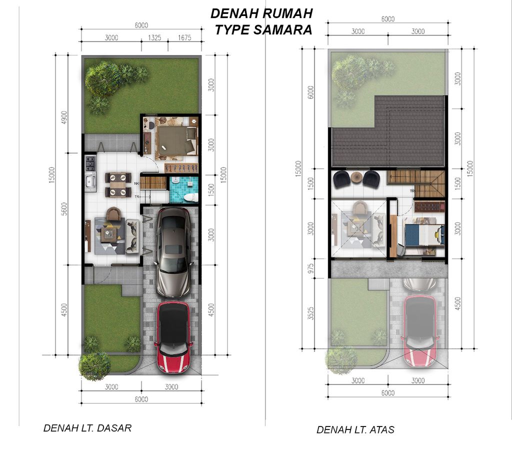 foto denah rumah tipe SAMARA 84 perumahan Metland Transyogi Cibubur