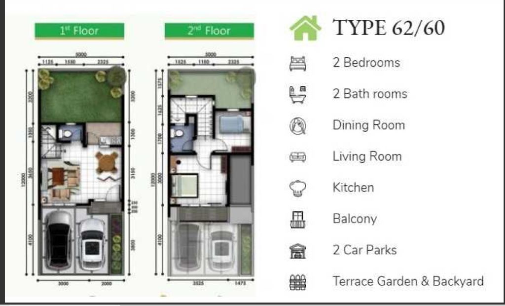 foto denah rumah tipe NF I - 21 perumahan SERPONG NATURA CITY