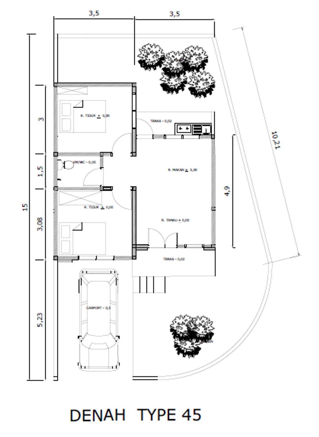 foto denah rumah tipe 45/126 perumahan Sawangan Residence Ideal