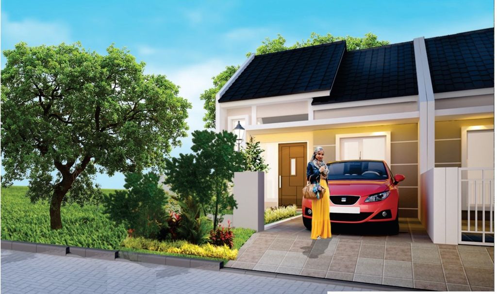 foto tampak rumah tipe NEW EMERALD POJOK (760) perumahan HEAVENLAND PARK