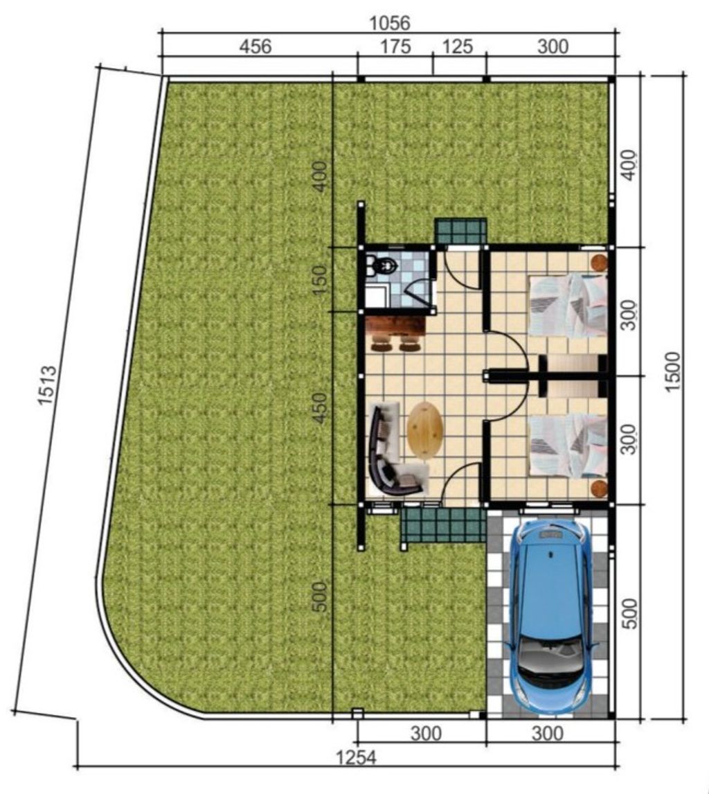 foto denah rumah tipe NEW EMERALD POJOK (760) perumahan HEAVENLAND PARK