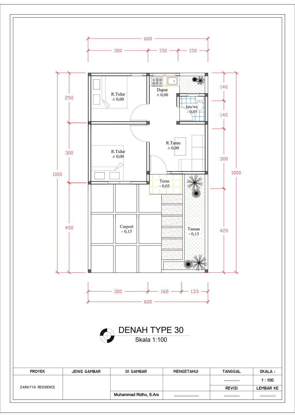 foto denah rumah tipe 30 perumahan ZARAYYA RESIDENCE WATUSALAM