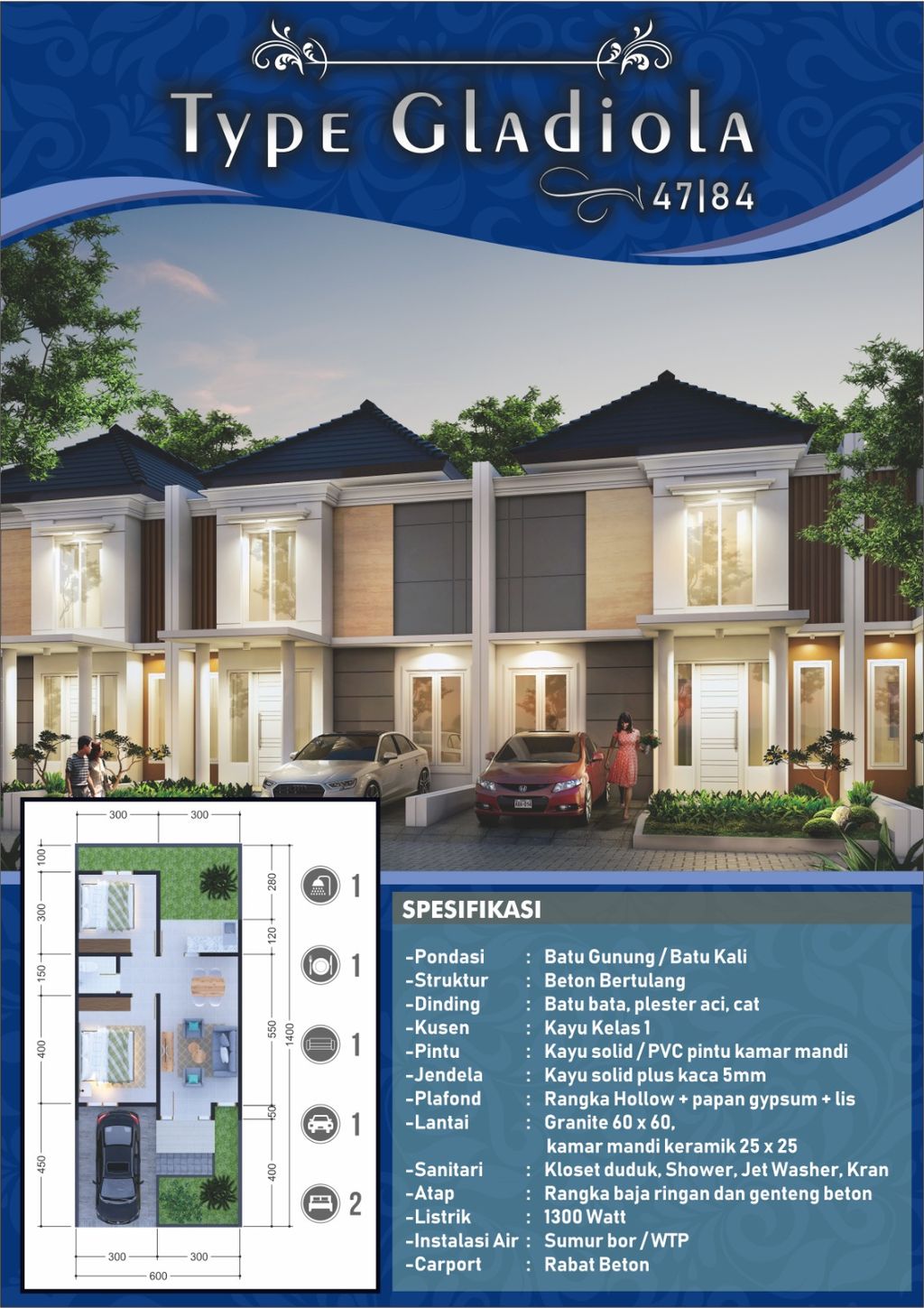foto tampak rumah tipe GLADIOLA F perumahan PERUMAHAN GEMILANG HARVEST RESIDENCE