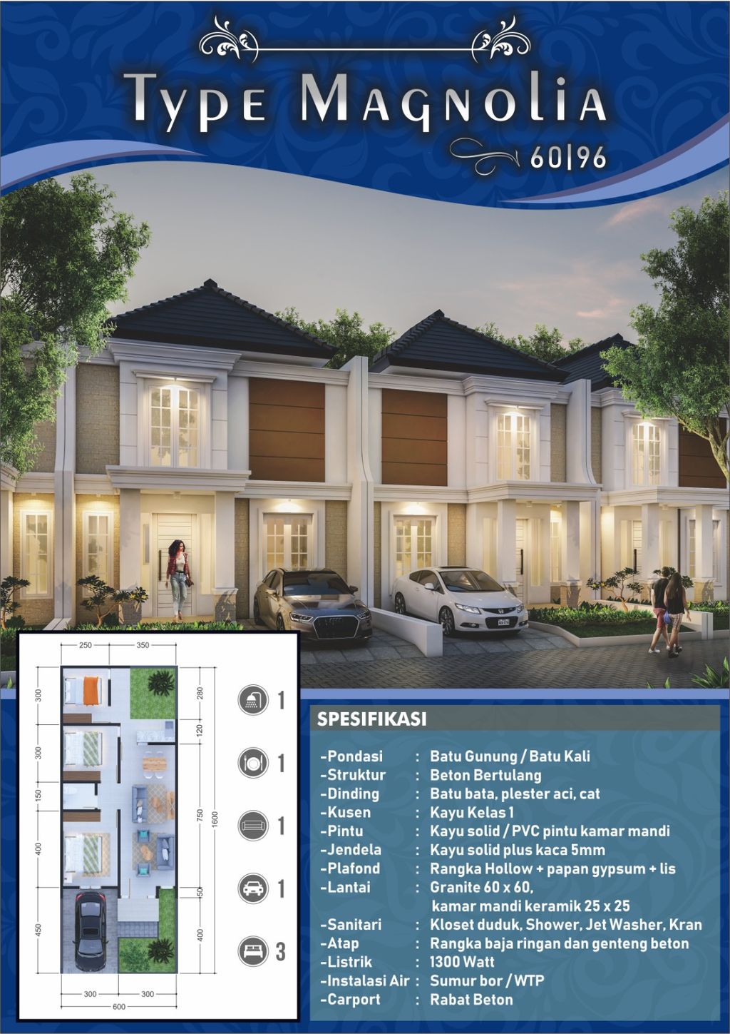 foto tampak rumah tipe MAGNOLIA/60 perumahan PERUMAHAN GEMILANG HARVEST RESIDENCE