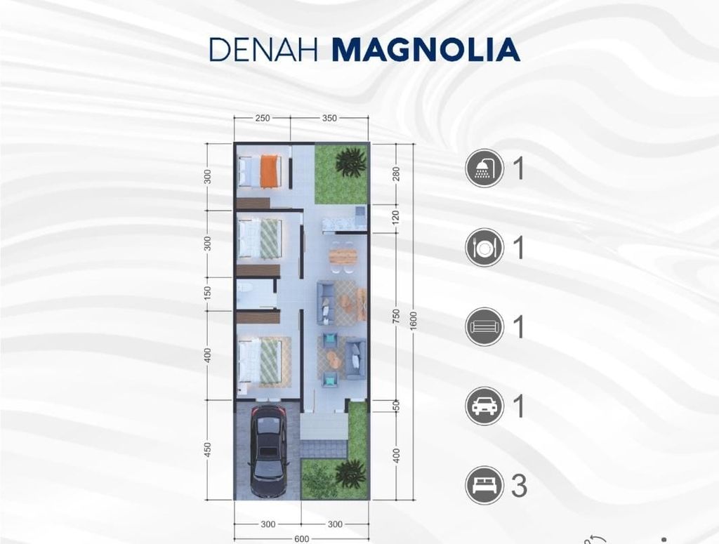 foto denah rumah tipe MAGNOLIA/60 perumahan PERUMAHAN GEMILANG HARVEST RESIDENCE