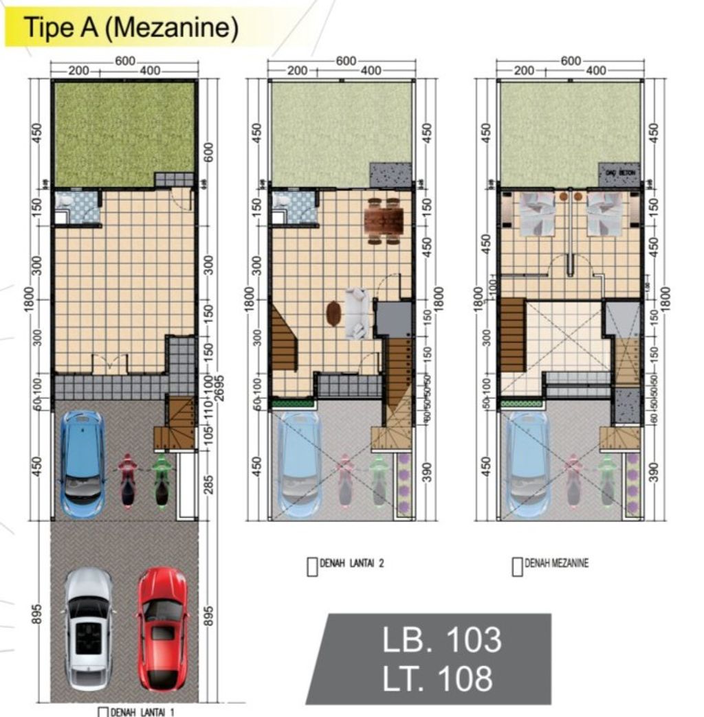 foto denah rumah tipe SHOWHOUSE MEZZANINE perumahan NATURA RESIDENCES