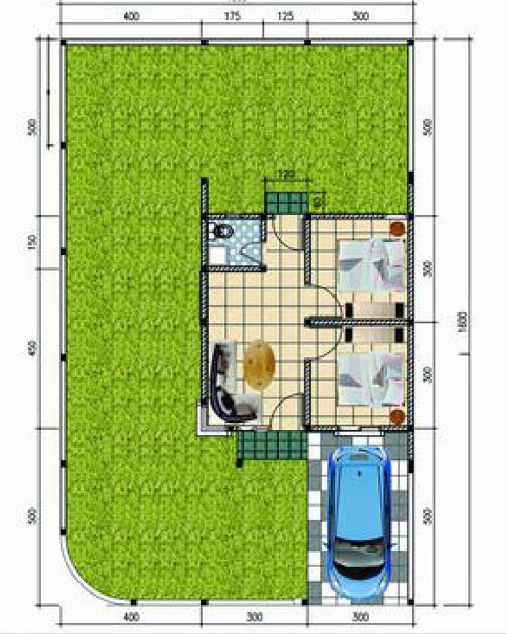 foto denah rumah tipe NEW EMERALD POJOK (997) perumahan HEAVENLAND PARK