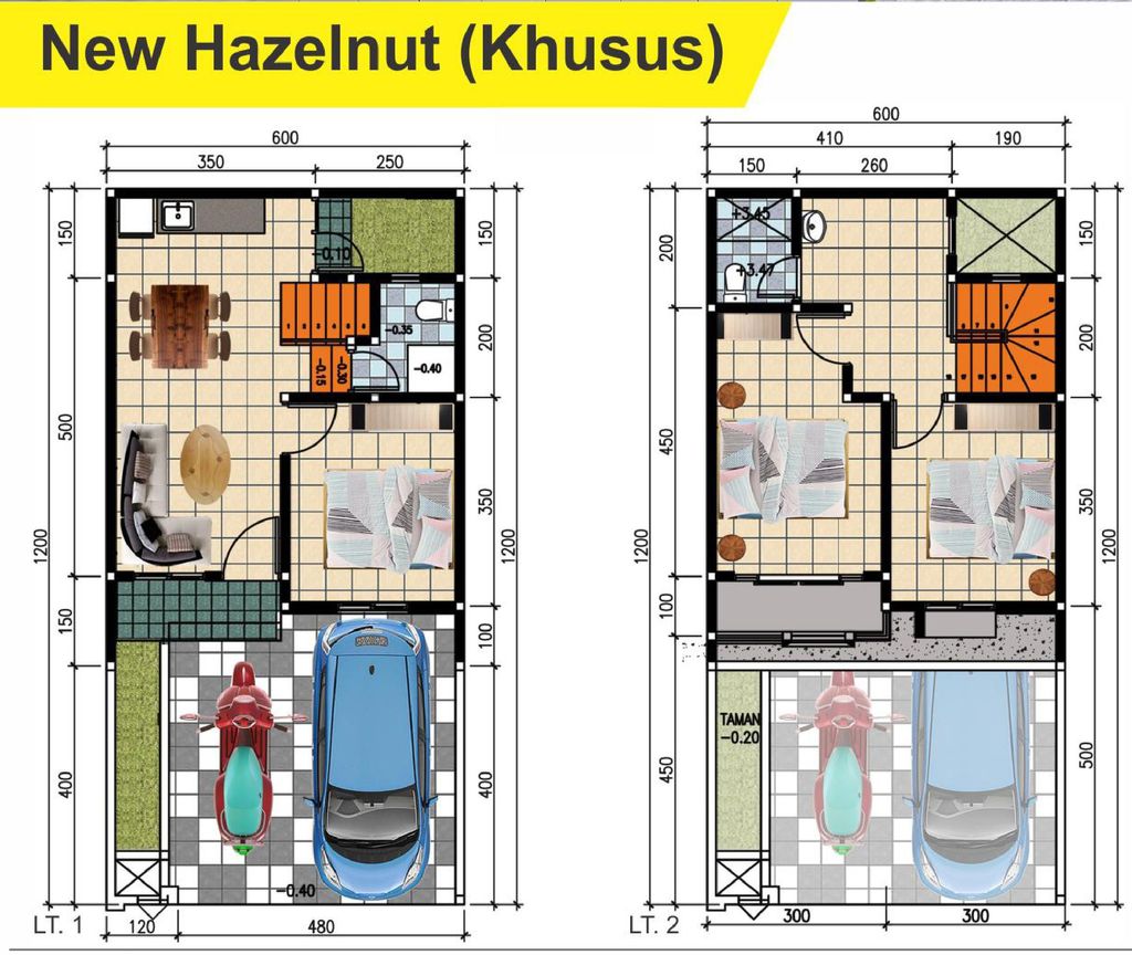 foto denah rumah tipe NEW HAZELNUT KHUSUS (C3-7A) perumahan NATURA RESIDENCES