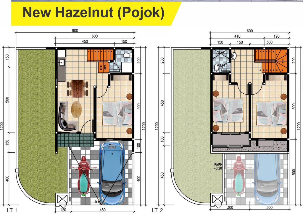 foto denah rumah tipe NEW HAZELNUT POJOK (C3-8A) perumahan NATURA RESIDENCES