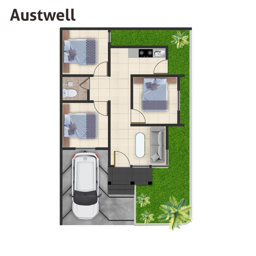 foto denah rumah tipe AUSWELL perumahan Grand Arumba tahap 2 & 3