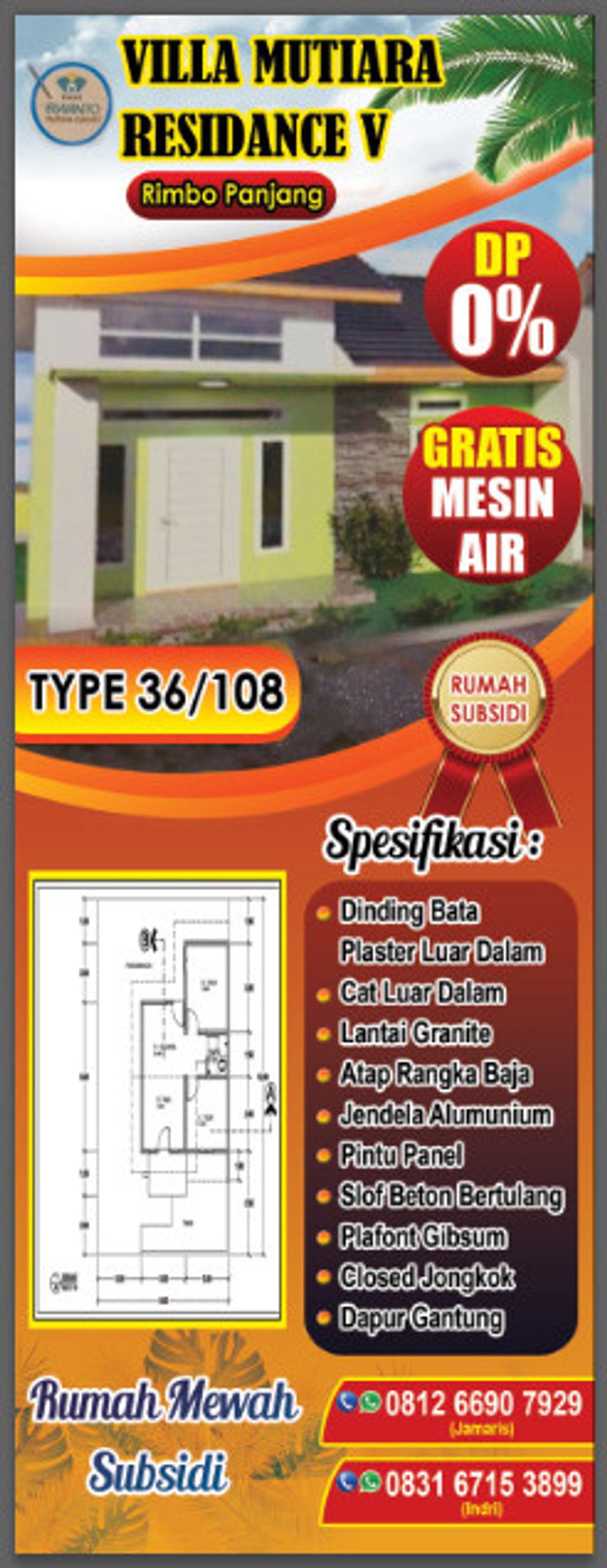 foto denah rumah tipe 36 perumahan Perumahan villa Mutiara Residance V