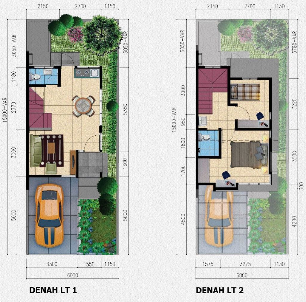 foto denah rumah tipe 69/90 (2023) perumahan Jakarta Garden City Mahakam