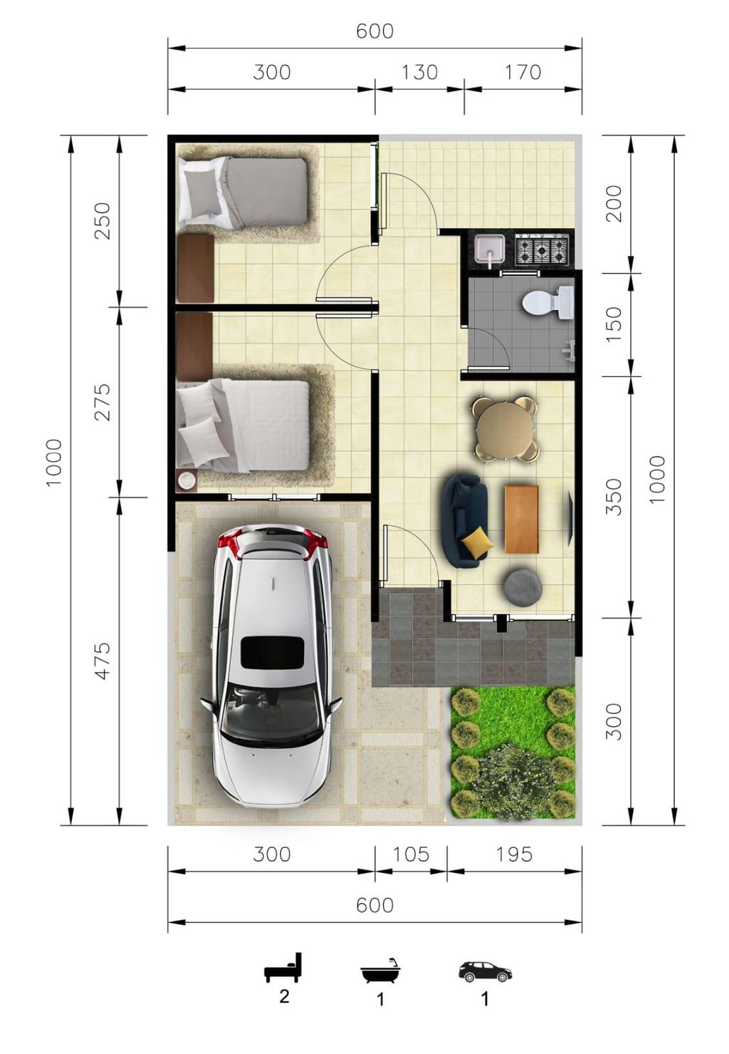 foto denah rumah tipe 36/68 perumahan Swarnaloka Residence