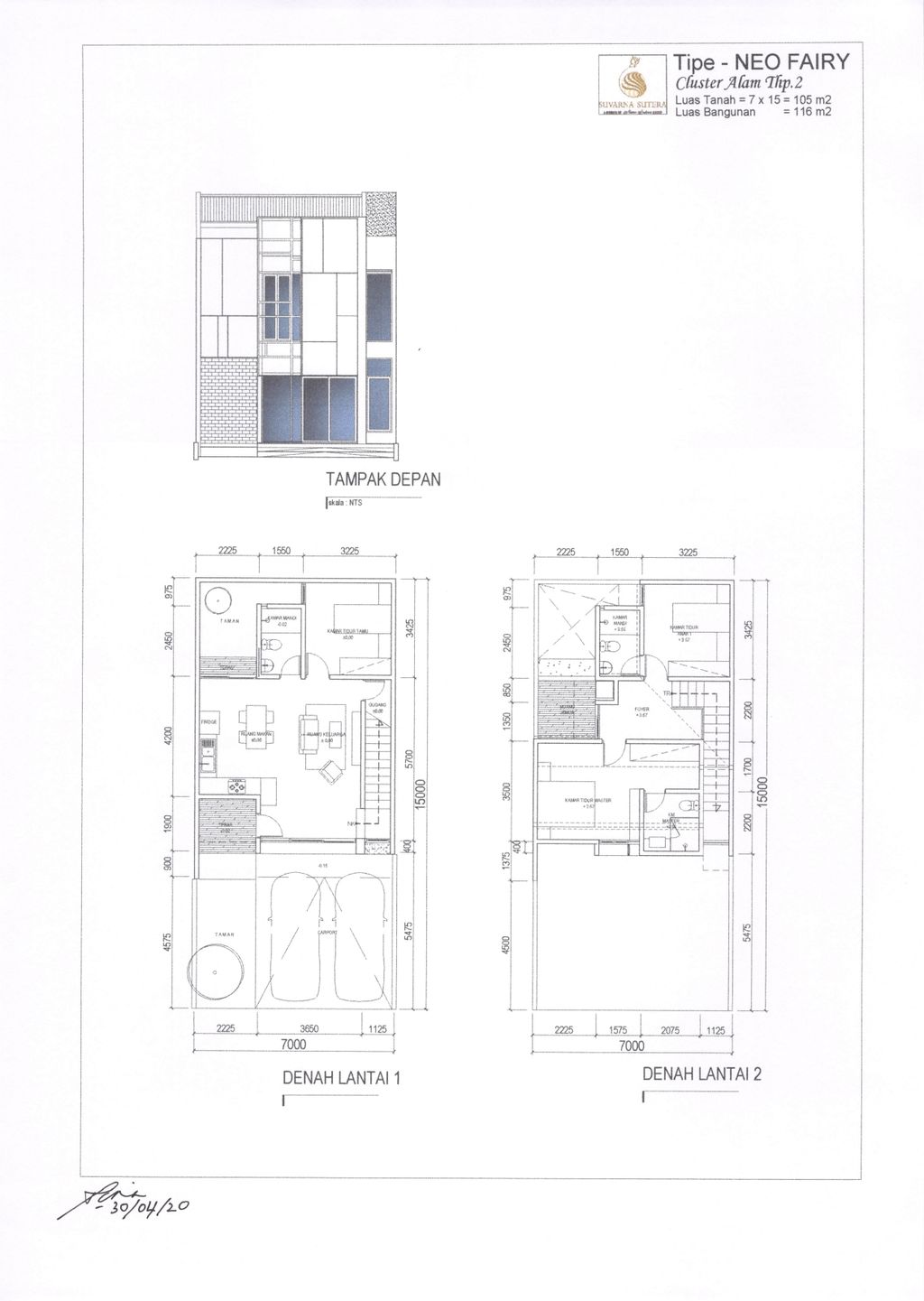 foto denah rumah tipe NEO FAIRY perumahan CLUSTER ALAM, SUVARNA SUTERA
