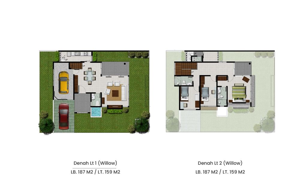 foto denah rumah tipe WILLOW perumahan THE SPRING RESIDENCE