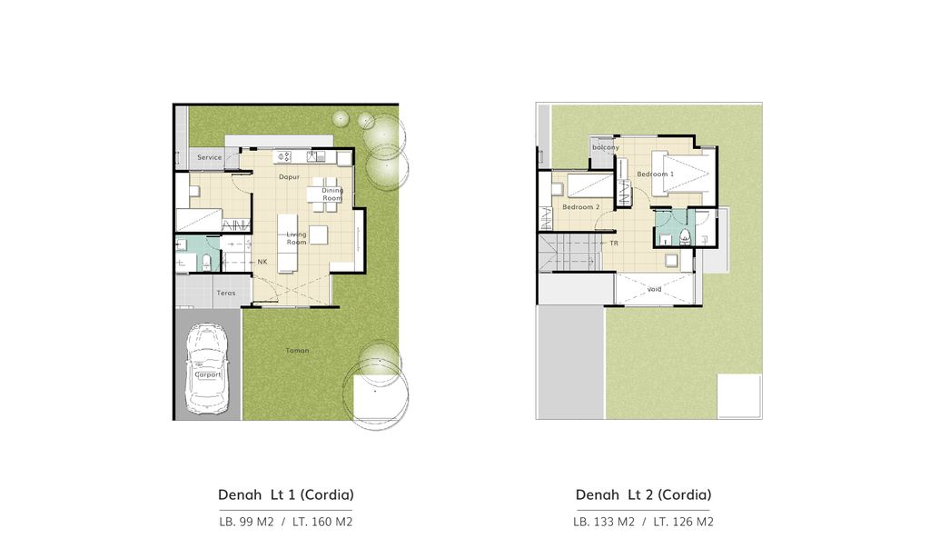 foto denah rumah tipe Cordia perumahan THE SPRING RESIDENCE