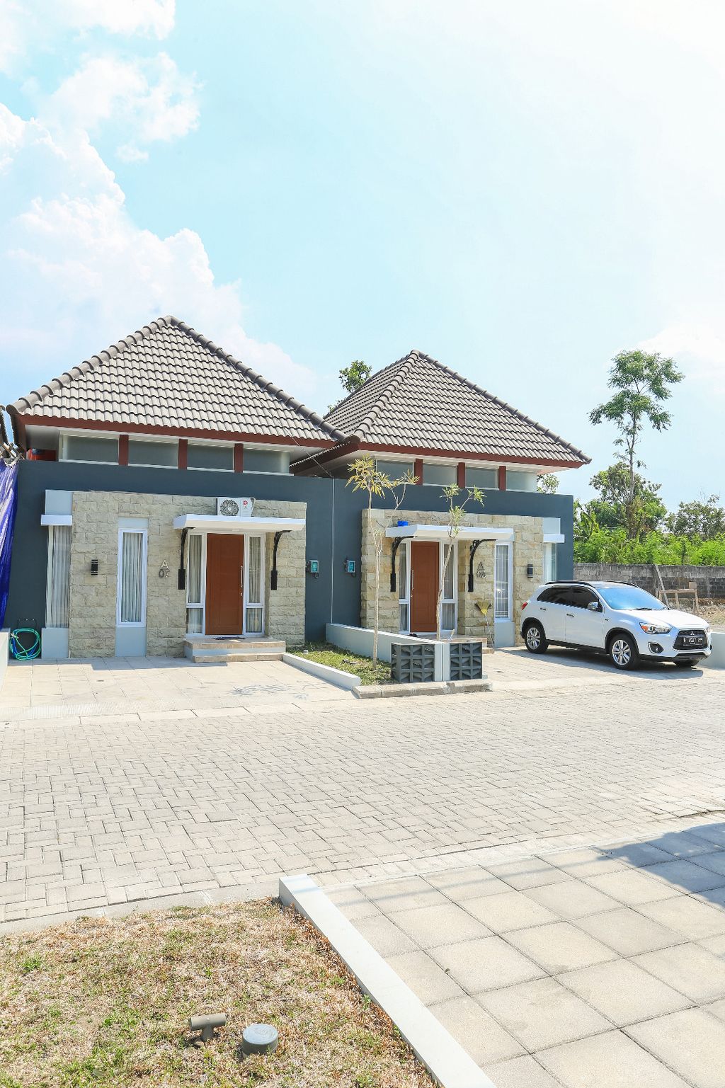 foto tampak rumah tipe 45 perumahan Grha Harmoni Tamanmartani
