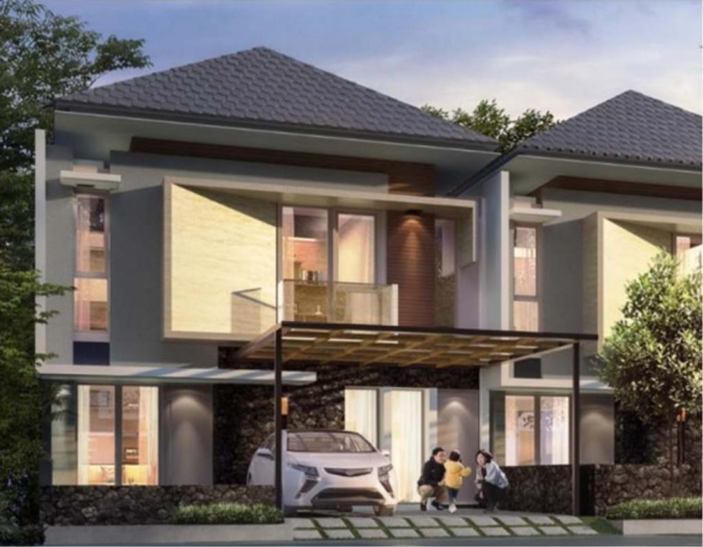 foto tampak rumah tipe New Zaitun perumahan Botanical Puri Asri