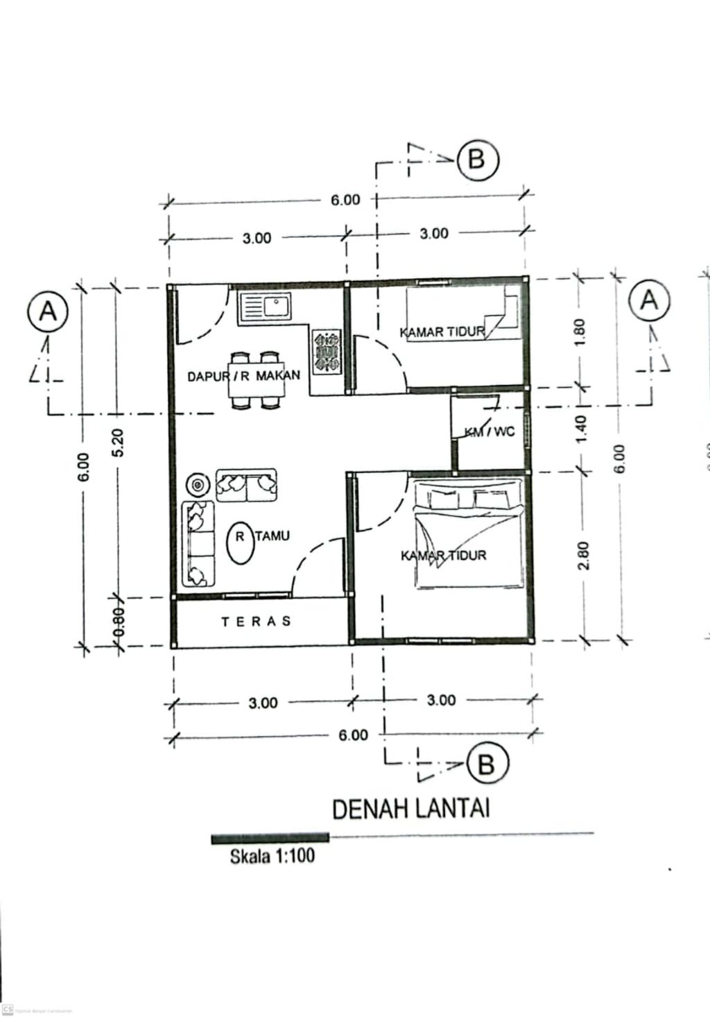 foto denah rumah tipe 36 perumahan KARYA HILLS TAHAP 2