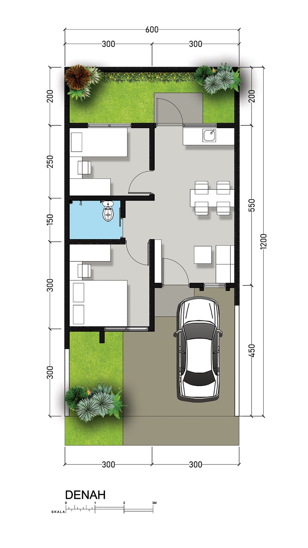 foto denah rumah tipe 39/72 Aster perumahan AMARA VILLAGE