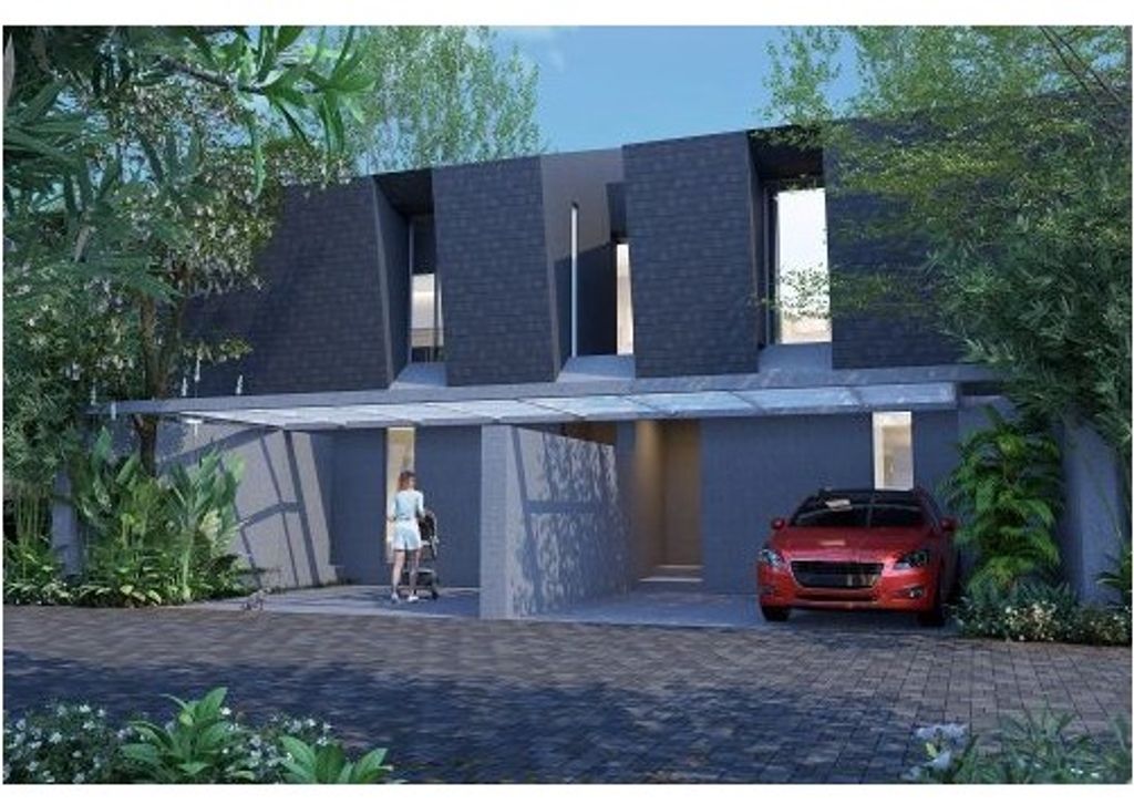foto tampak rumah tipe Svarna perumahan Sva Casa Sawangan