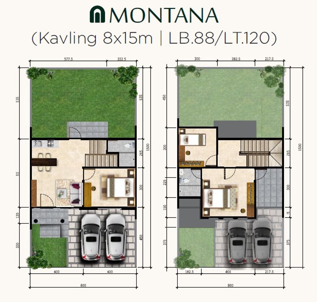 foto denah rumah tipe LEBAR 8 MONTANA 3B perumahan Citra Land Cibubur