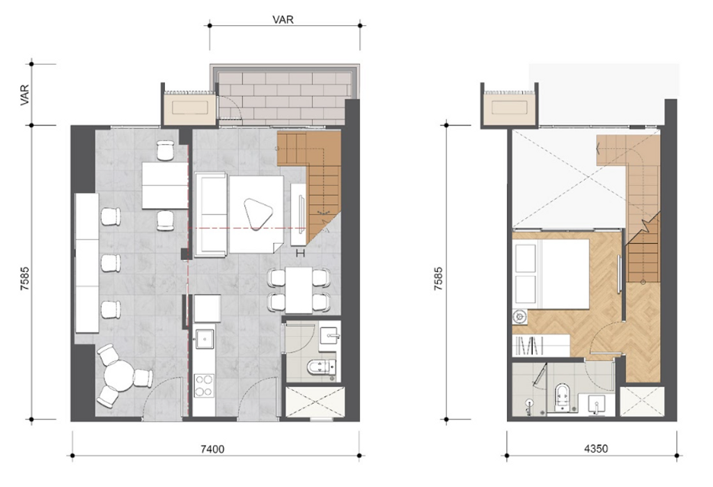 foto denah rumah tipe SOHO SH.B - 1 BR perumahan APARTEMEN TECH HUB (UPPERWEST) - BSD CITY