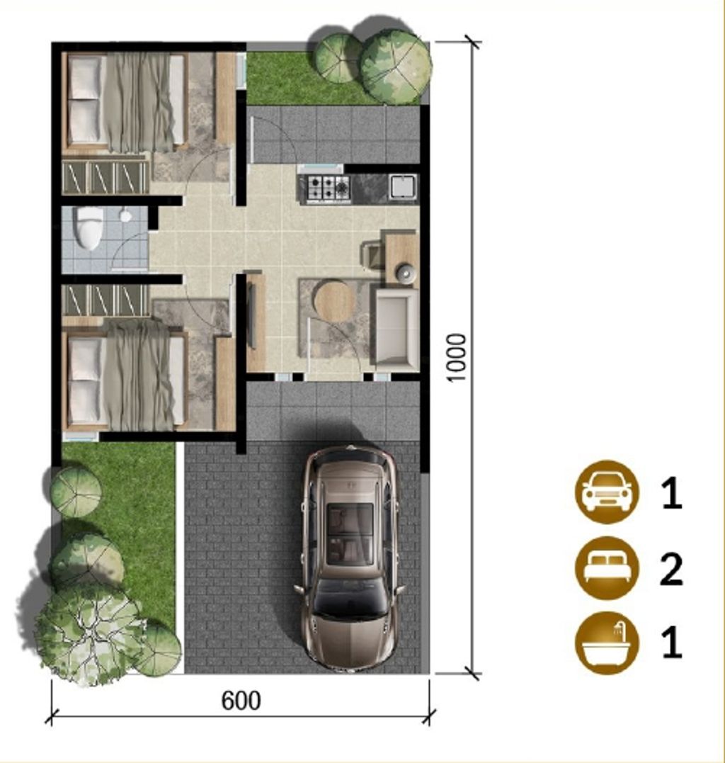 foto denah rumah tipe AVON perumahan GOLDEN EAST KEBOMAS III