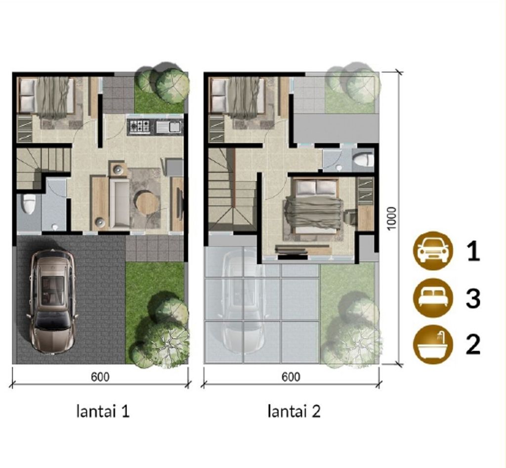 foto denah rumah tipe CESENA perumahan GOLDEN EAST KEBOMAS III