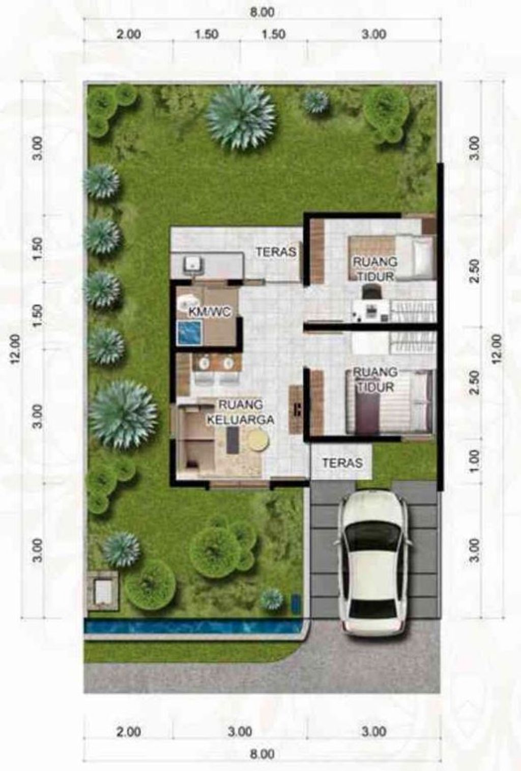 foto denah rumah tipe 30/96 perumahan Alam Pesona Wanajaya