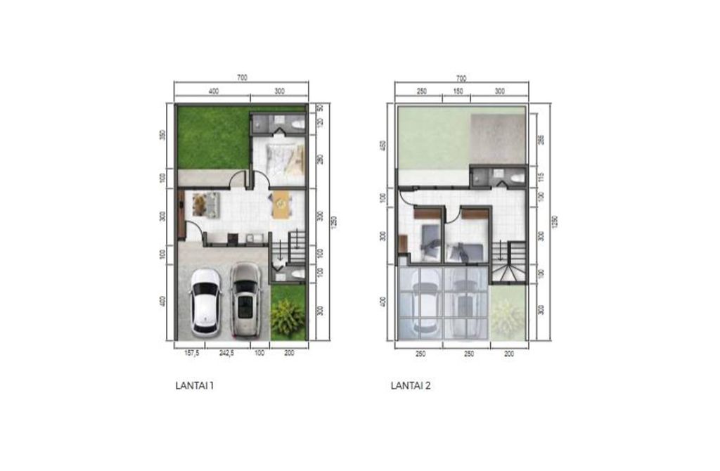 foto denah rumah tipe OBSIDIAN perumahan TERRANIA LIVING