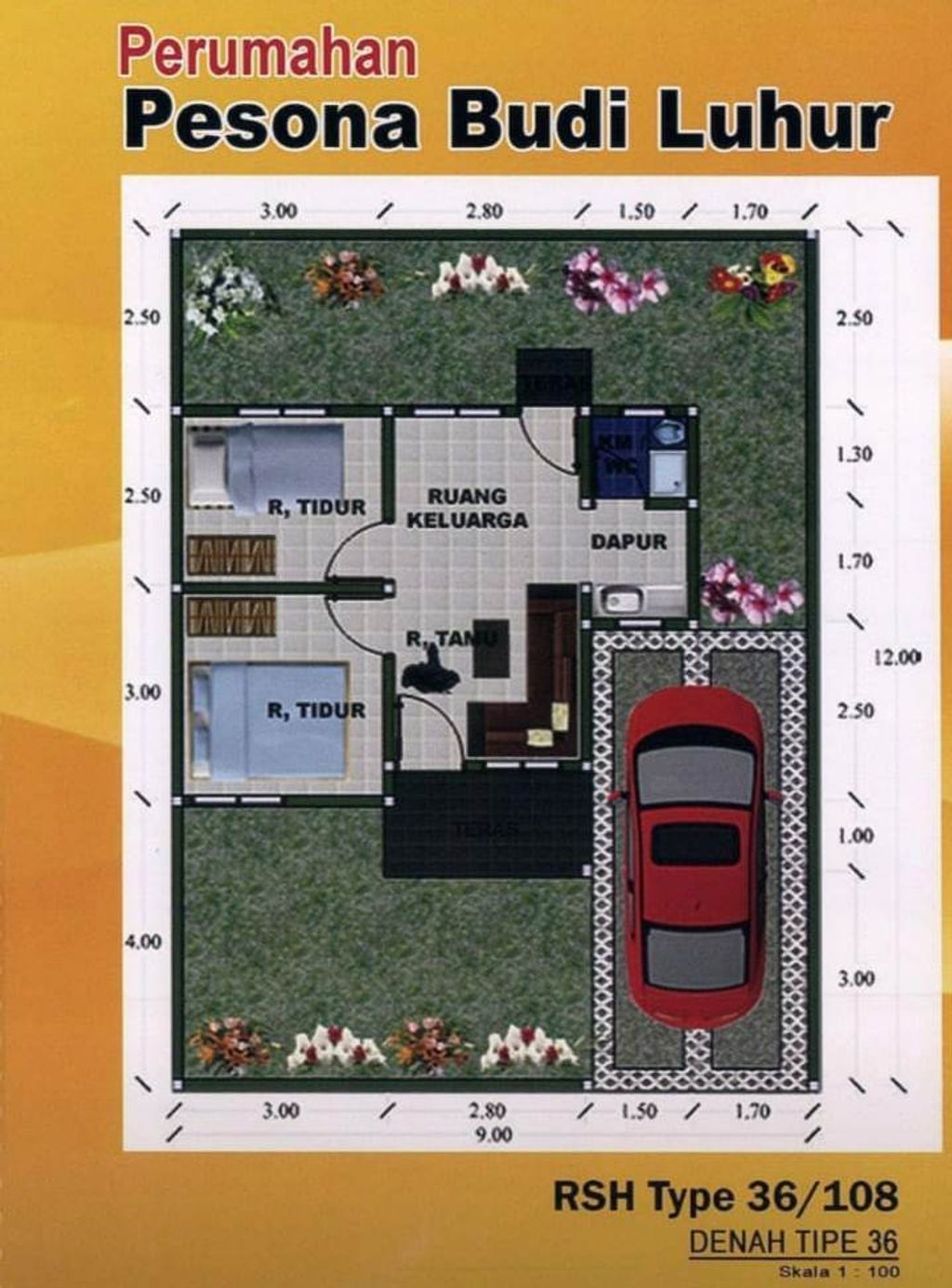 foto denah rumah tipe RSH 36 perumahan Pesona Budi Luhur Tahap 2
