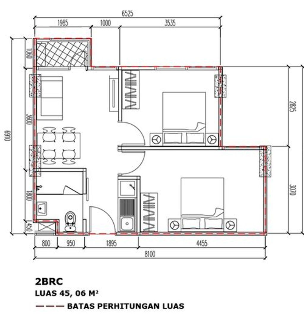 foto denah rumah tipe A10-37 (2023) perumahan Apartemen Bintaro Plaza Residence Tower Altiz