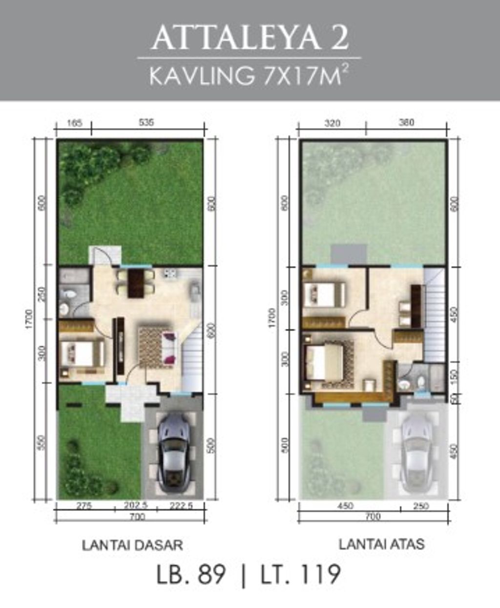foto denah rumah tipe LEBAR 7 MONTEVERDE ATTALEYA perumahan Citra Land Cibubur