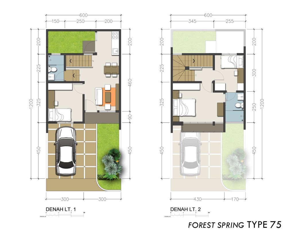 foto denah rumah tipe 75/72 perumahan ROYAL SPRING 1 TAHAP 2
