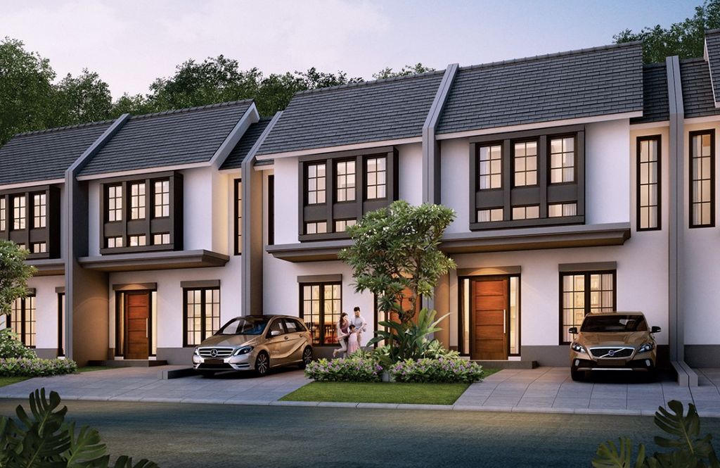 foto tampak rumah tipe LEBAR 6 MONTERREY 2 perumahan Citra Land Cibubur
