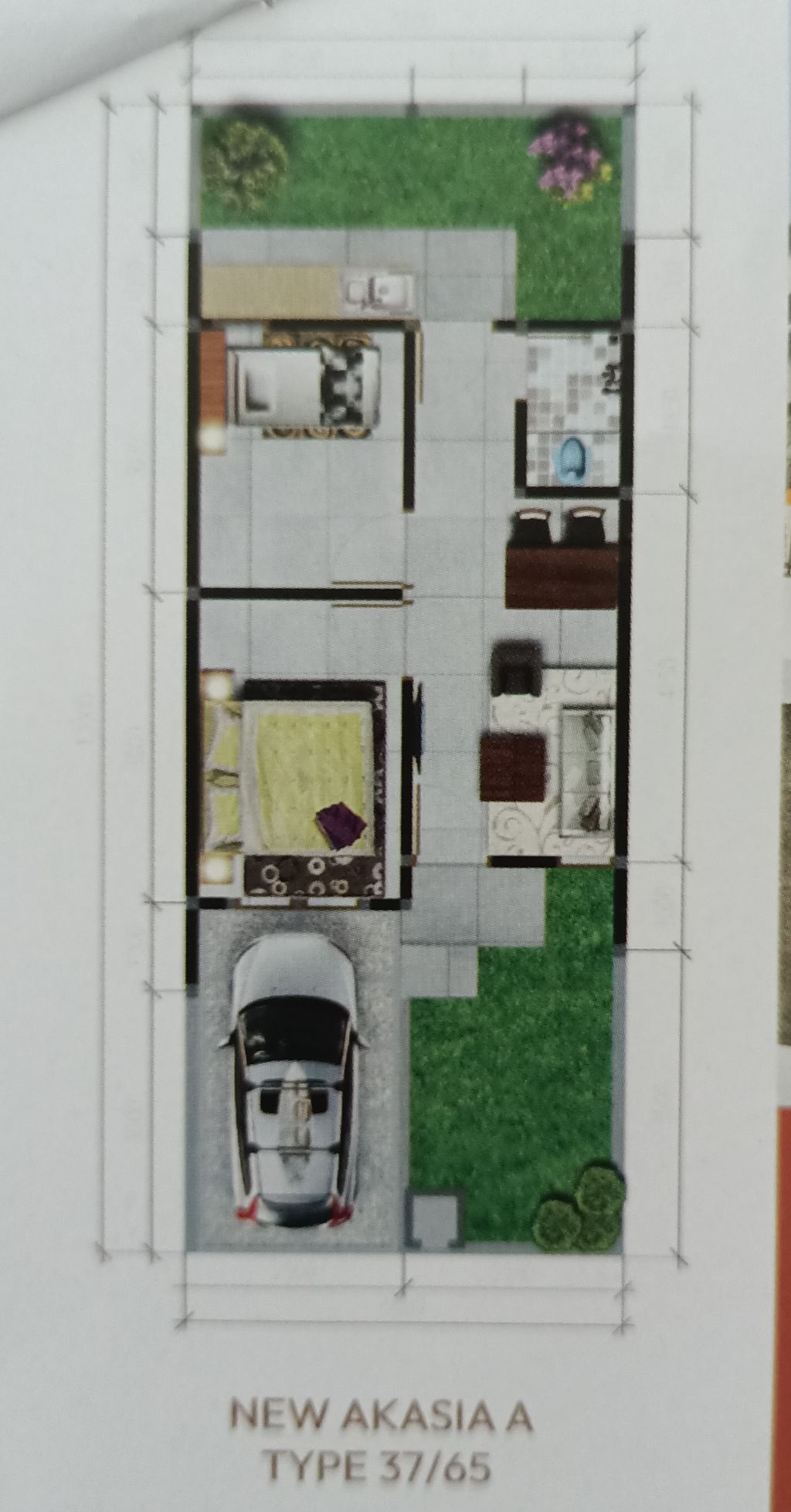 foto denah rumah tipe NEW AKASIA A L.15 perumahan GRAND PESONA