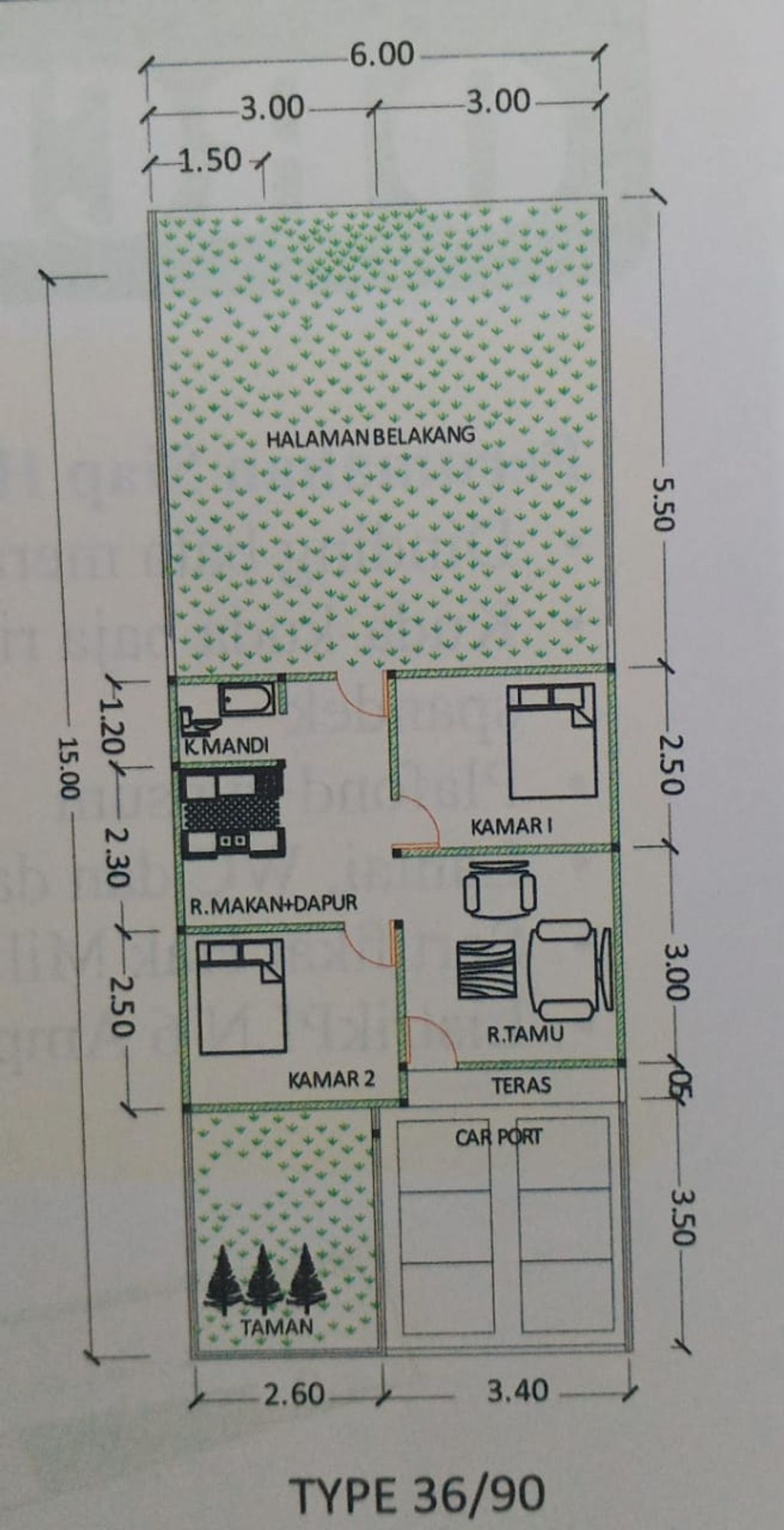 foto denah rumah tipe 36 perumahan Perumahan Orchid
