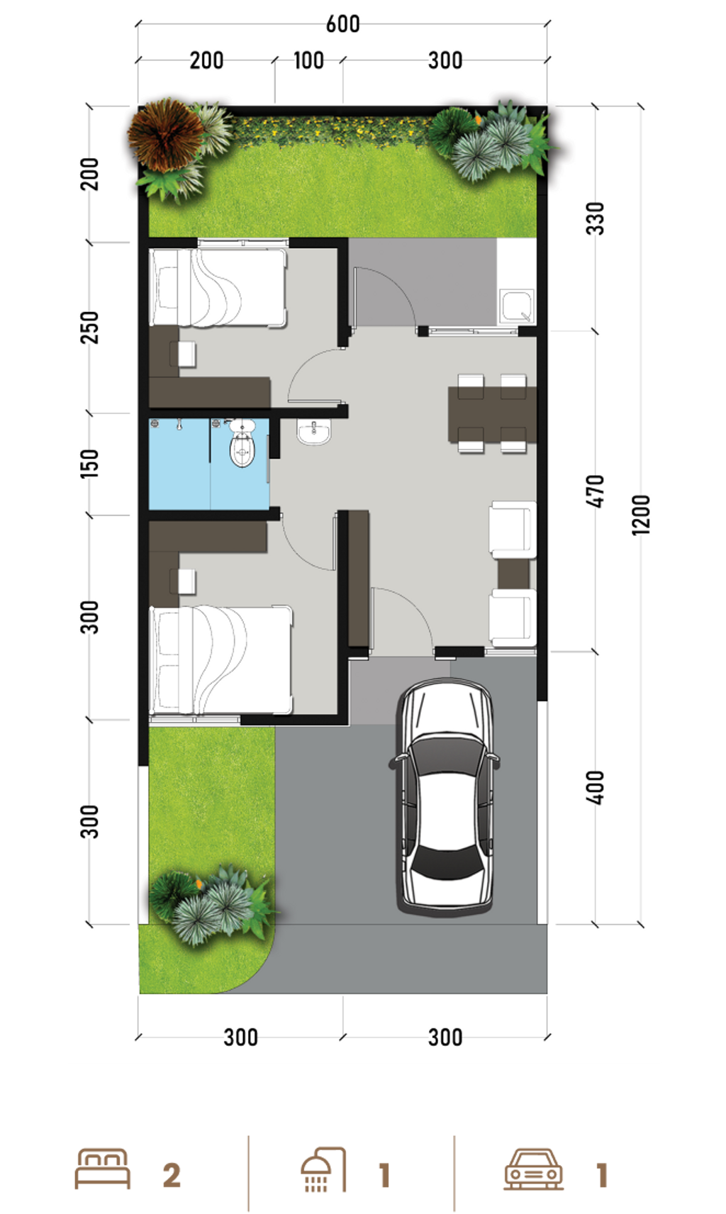 foto denah rumah tipe 39/72 perumahan ROYAL SPRING 2 - TAHAP 2