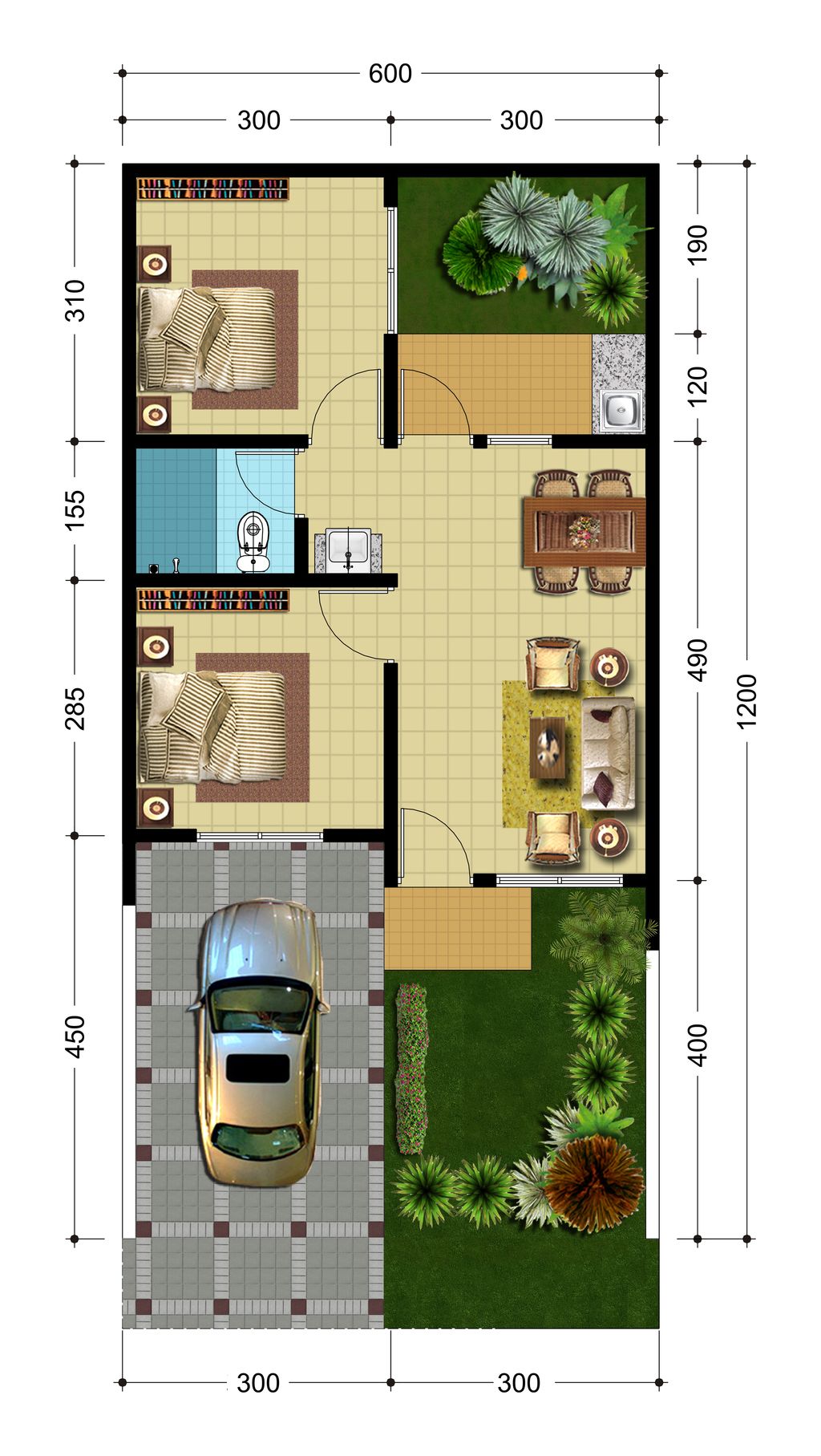 foto denah rumah tipe HOOK 45 perumahan ROYAL SPRING 2 - TAHAP 2