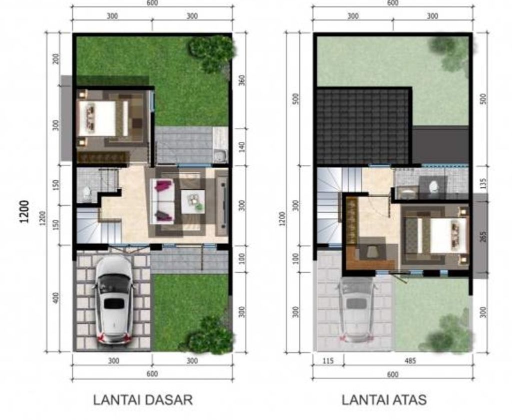 foto denah rumah tipe LEBAR 6 MONTEVERDE ARECA 55 perumahan Citra Land Cibubur